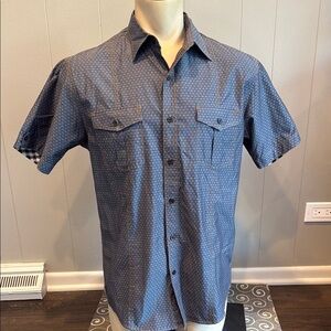Age of Wisdom Men’s Large Blue Casual Button Down Shirt with Classic Collar